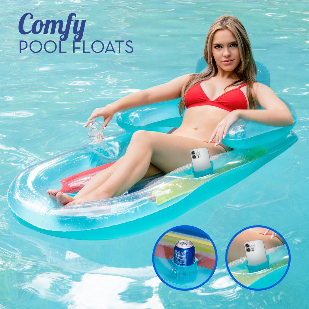 Adult Size Pool Floats Lounger with Cup Holder 2 Pack K7523