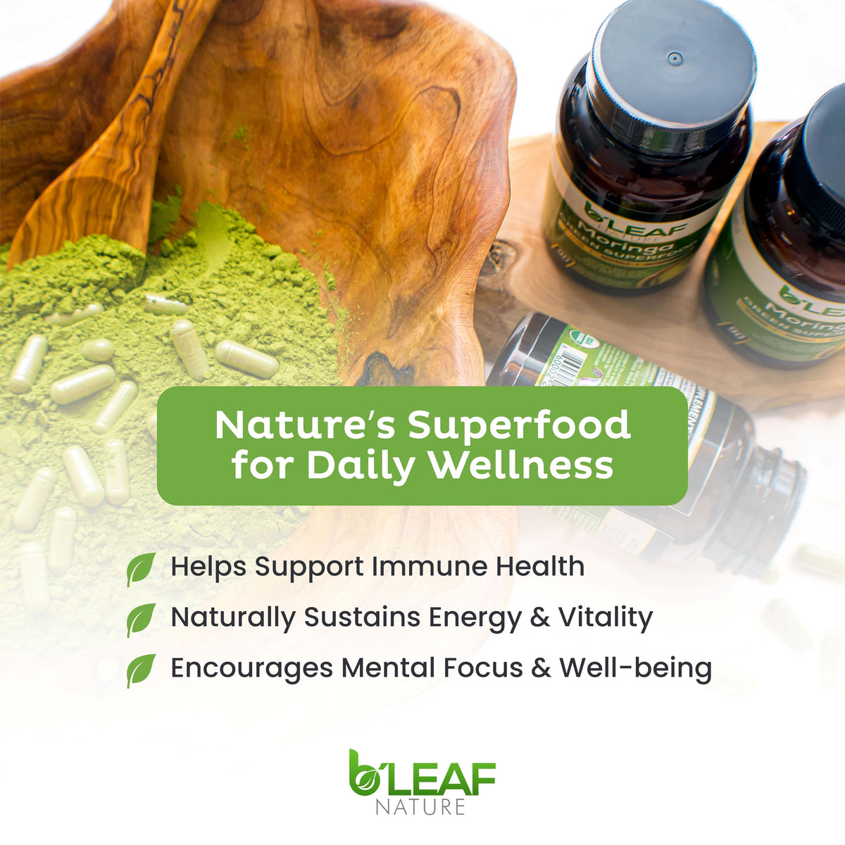 Moringa Leaf Vegan Capsules 1000mg 180 Count R201