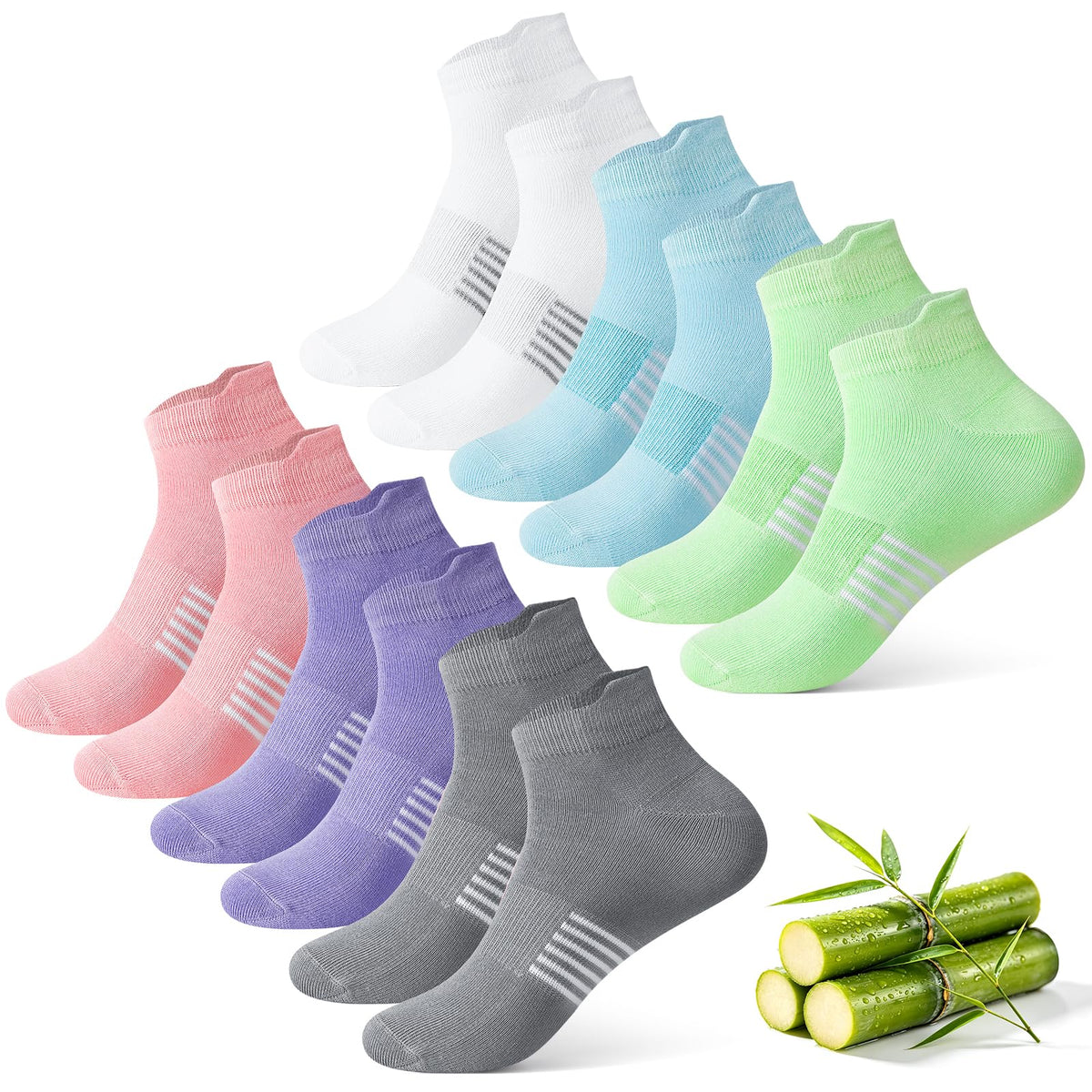 6 Pairs Thin Breathable Bamboo Ankle Socks G23281