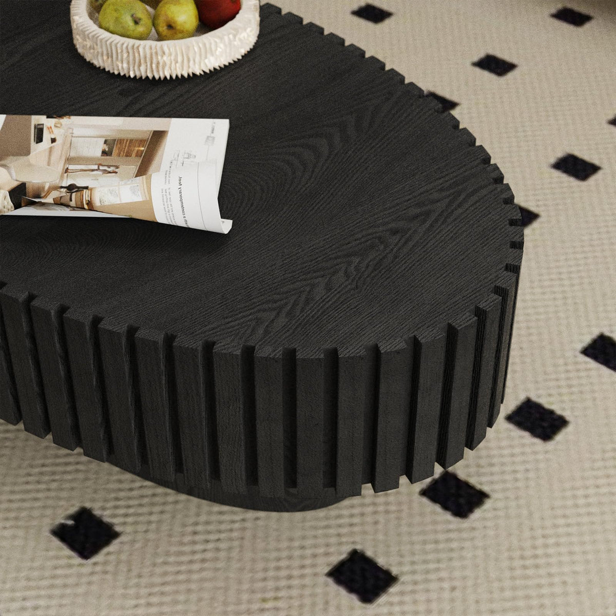 Black Modern Wood Oval Coffee Table G964