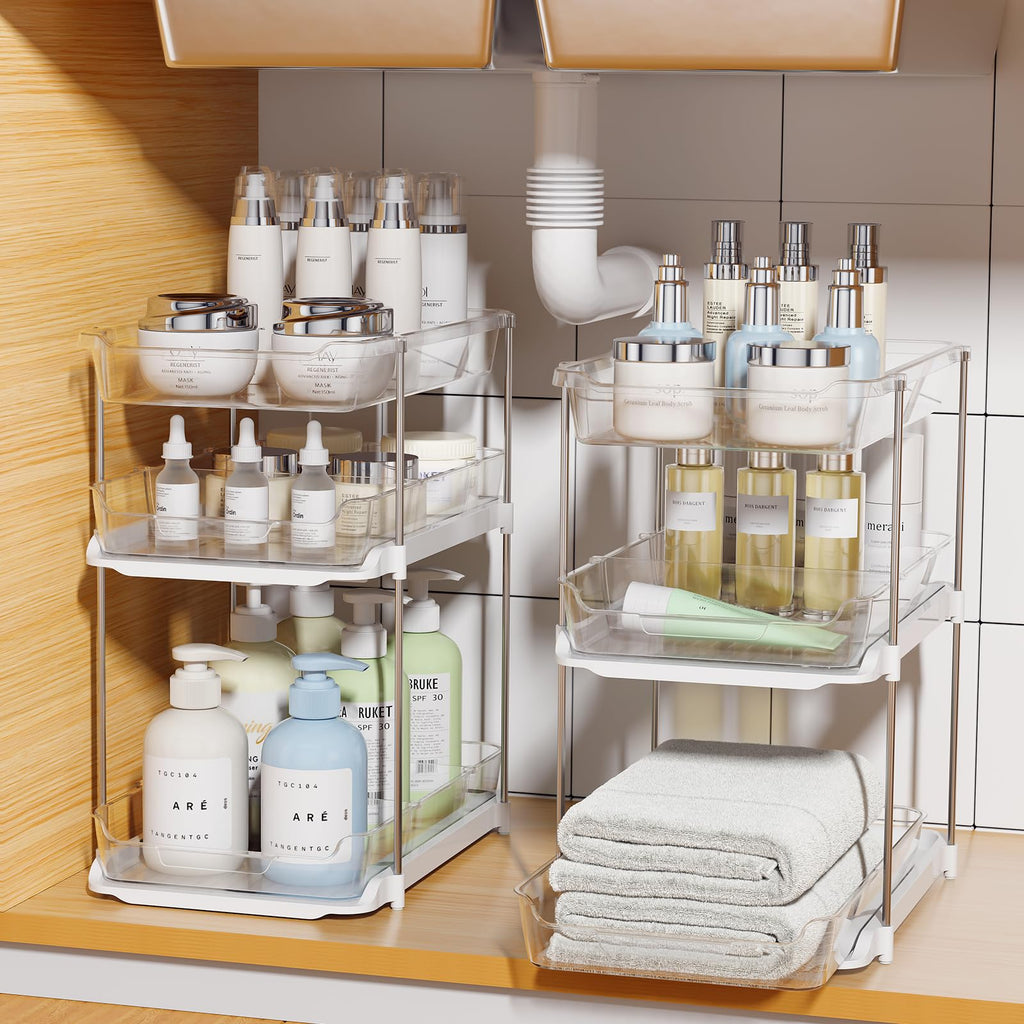 2 Sets of 3-Tier Under Sink Organizers and Storage J7530