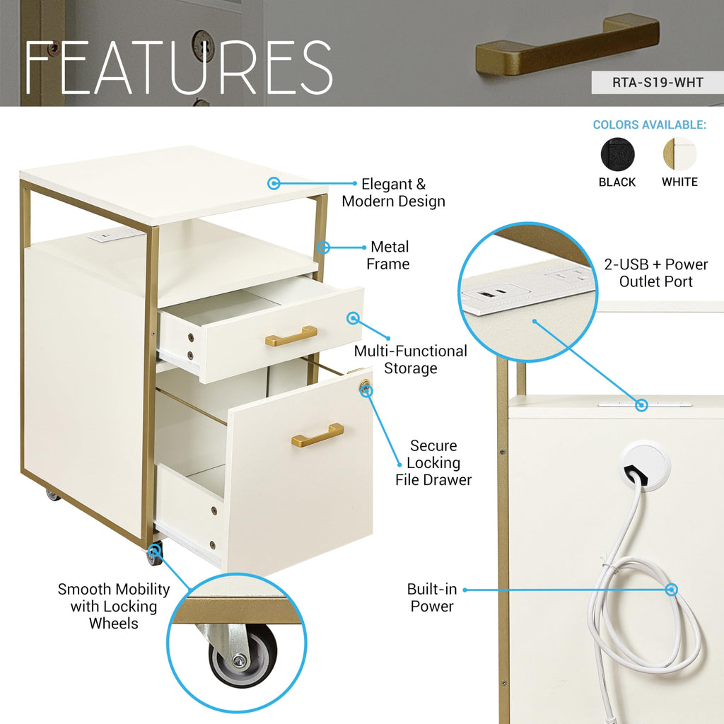 2 Drawer Rolling File Cabinet with Lock Z980