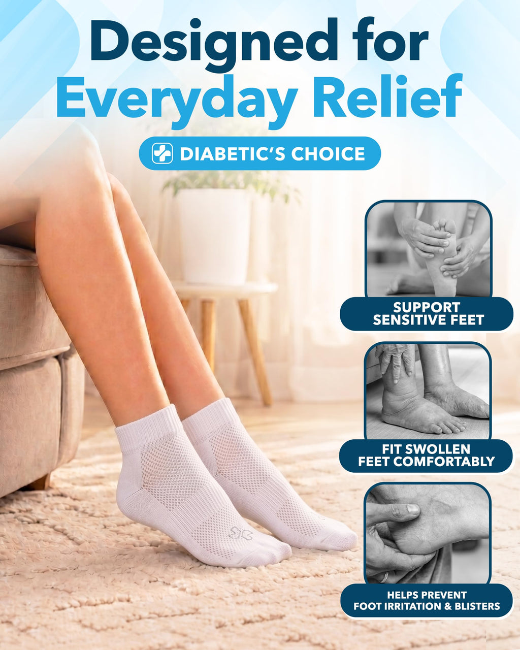 Viscose Bamboo Diabetic Socks 6 Pairs A282816