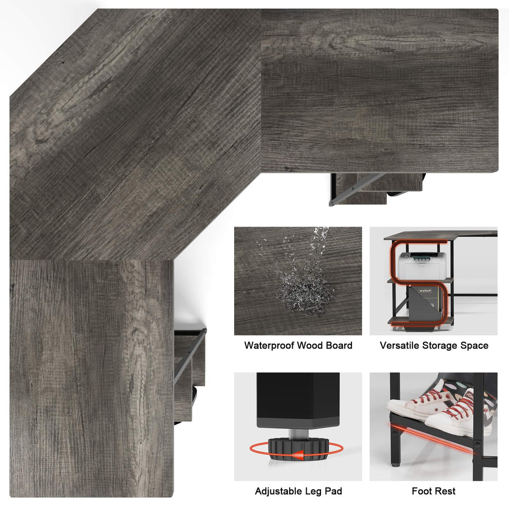 L Shaped Desk with Shelves B9690