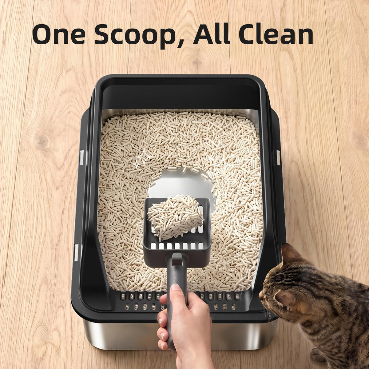 Stainless Steel High Sided Litter Box with Lid A644276