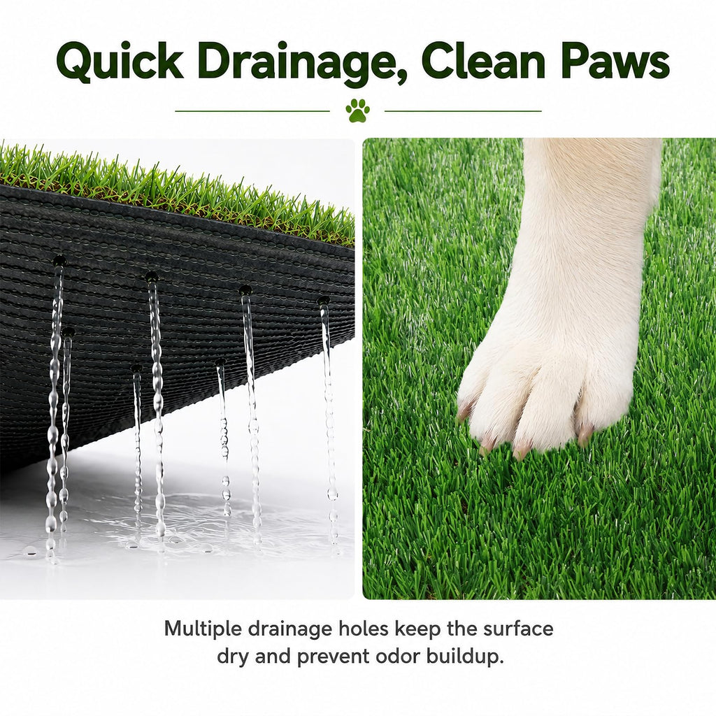 Dog Grass Pad with Tray 20" x 24" Artificial Grass Pee Pads with Non-Slip Grey Silicone Tray & 2 Replacement Grass Mats W569781