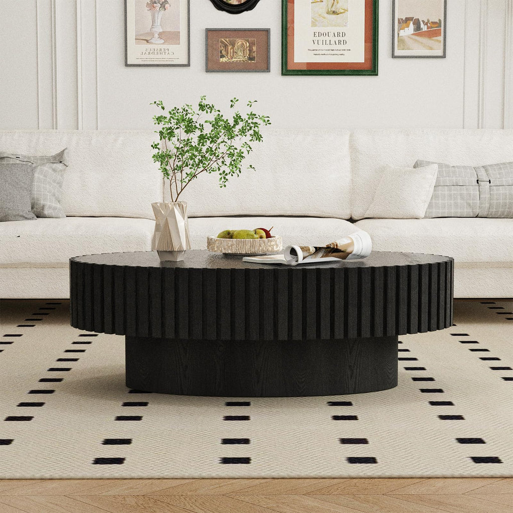 Black Modern Wood Oval Coffee Table G964