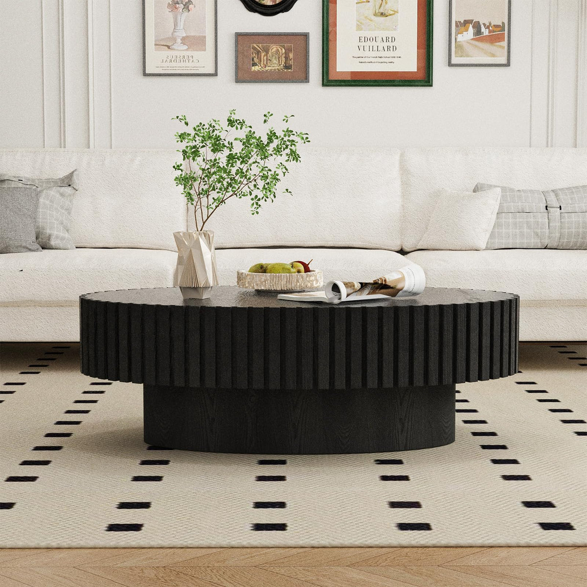 Black Modern Wood Oval Coffee Table G964