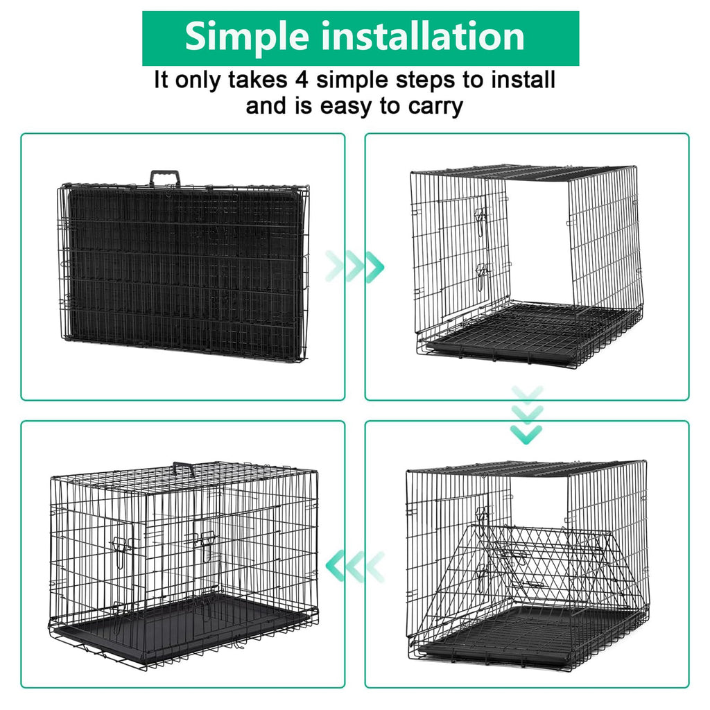 42 inch Folding Metal Wire Dog Crate with Double Door A83543