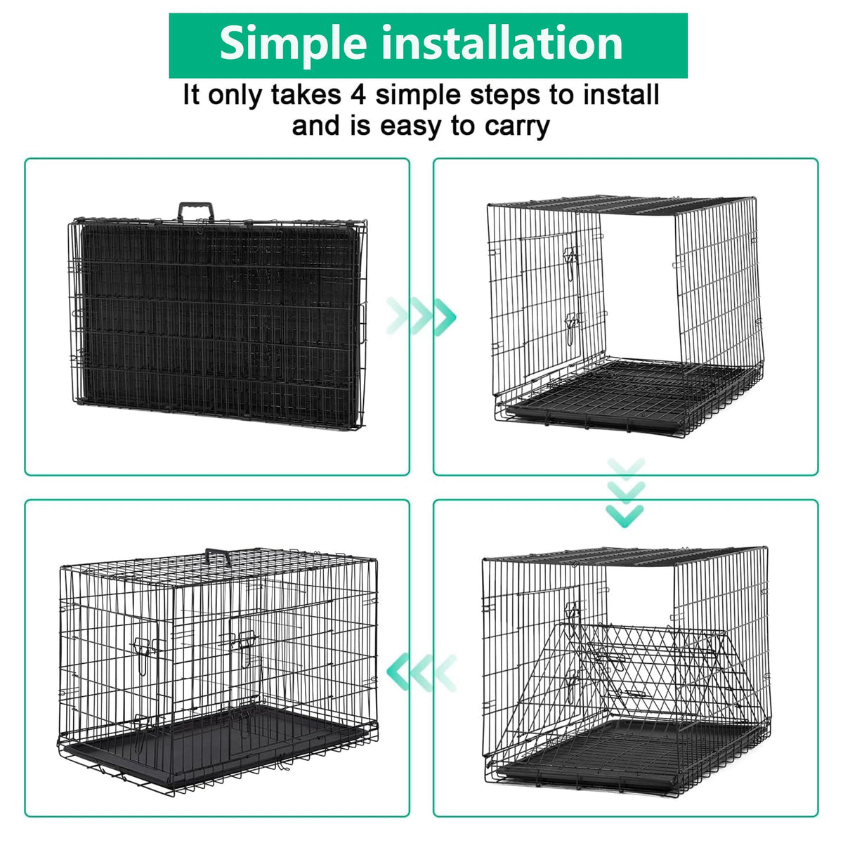 42 inch Folding Metal Wire Dog Crate with Double Door A83543