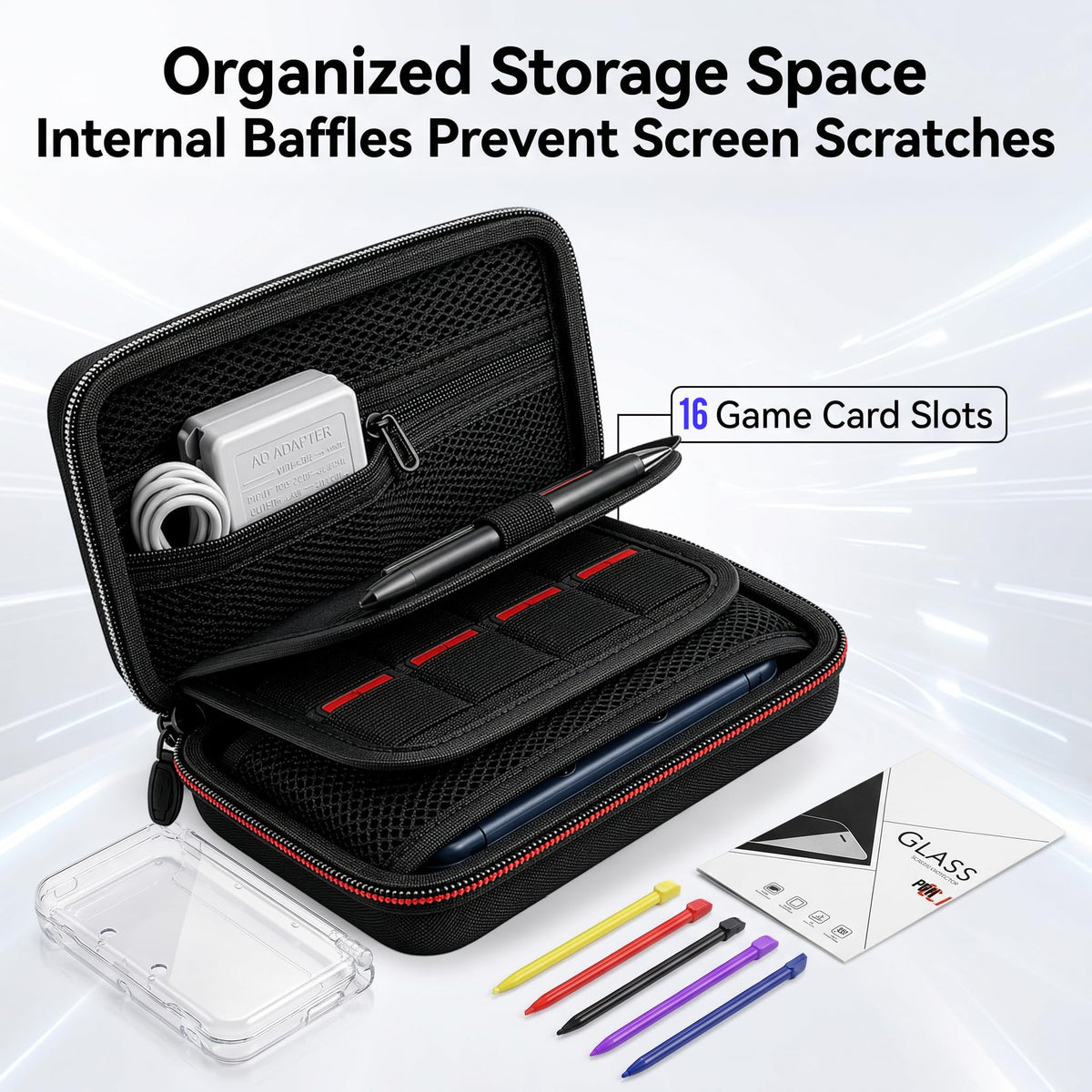Carrying Case for New 3DS XL LL with Hard Shell and Charging Cable B718
