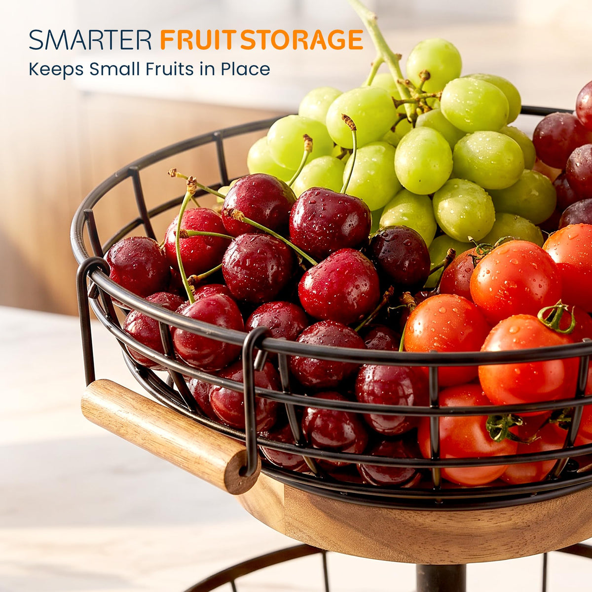 2 Tier Metal Fruit Basket with Banana Hanger U34834