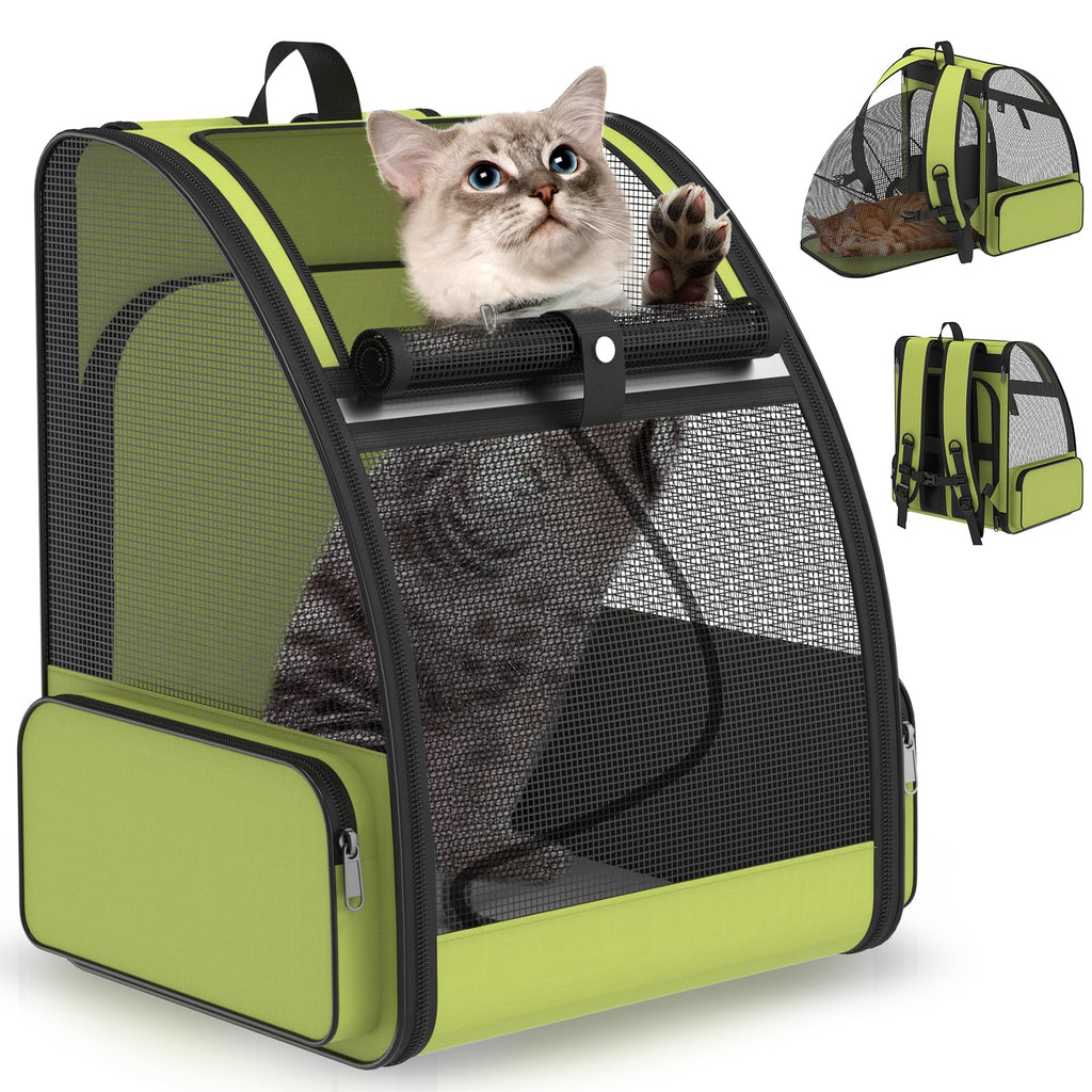 Green Expandable Breathable Mesh Cat Backpack Carrier Z691
