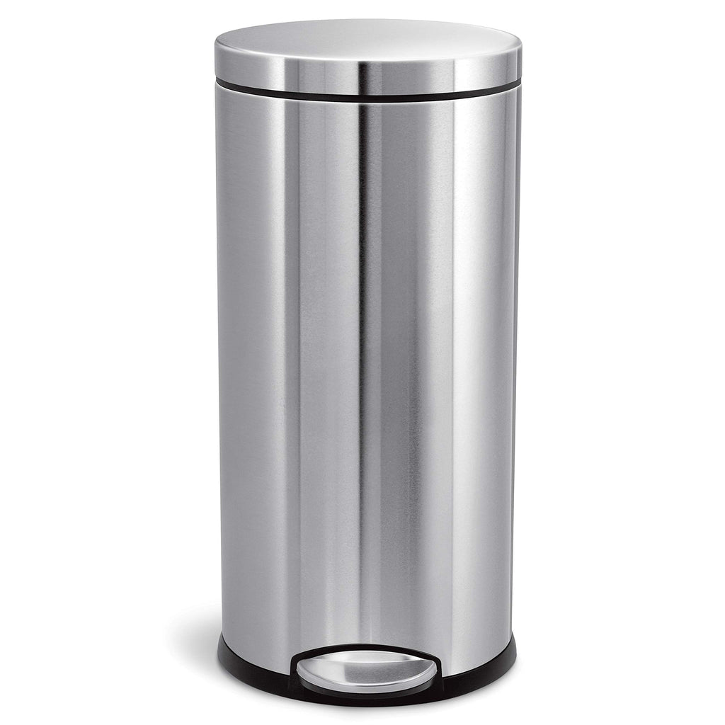30L Brushed Stainless Steel Round Step Trash Can M36313