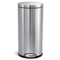 30L Brushed Stainless Steel Round Step Trash Can M36313