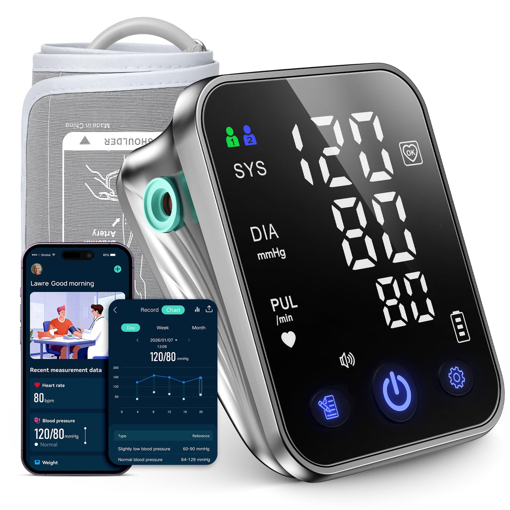 Smart Blood Pressure Monitor Upper Arm BP Cuff 5.0'' LED Display T78554