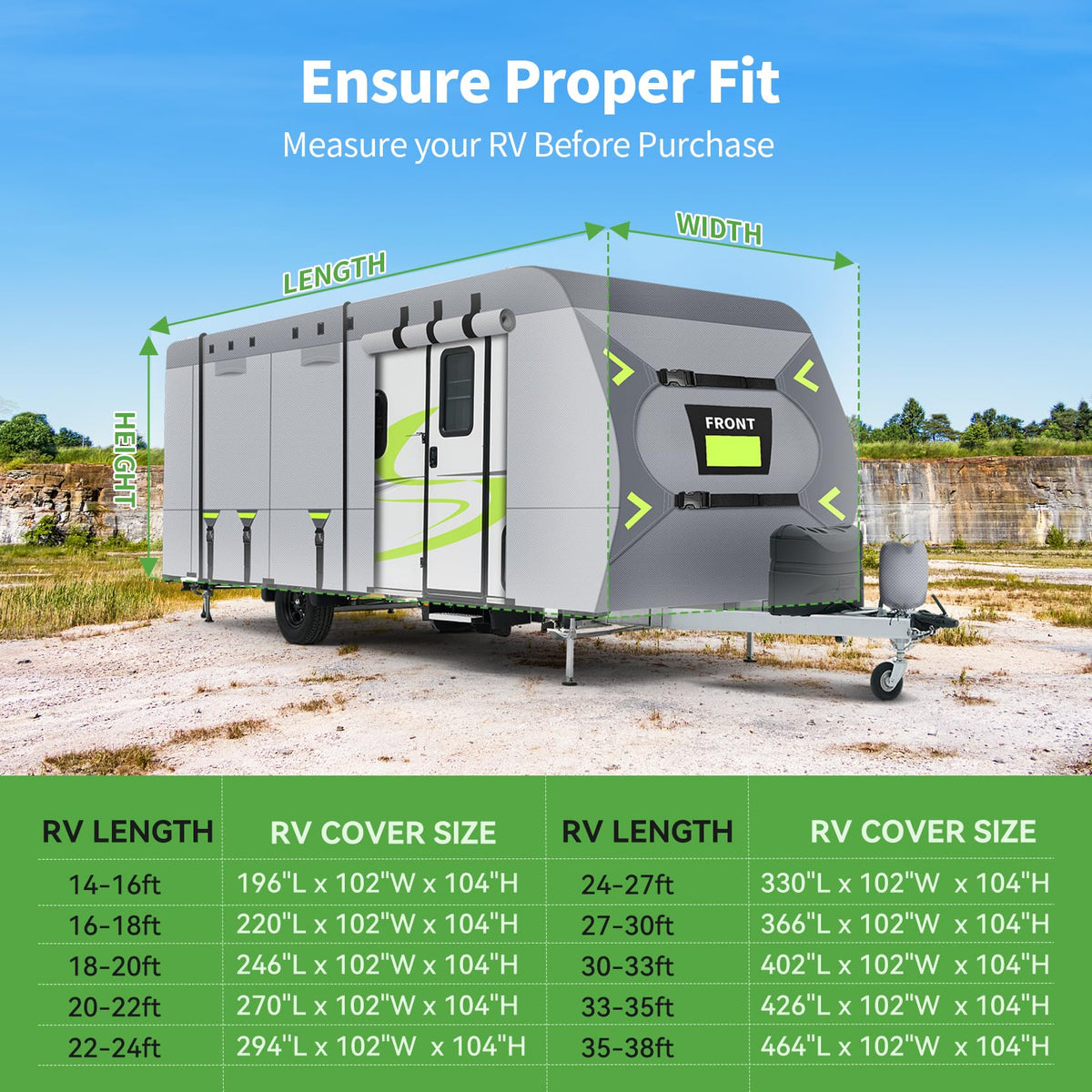 Heavy Duty 9 Layers RV Cover 14-16ft U43563
