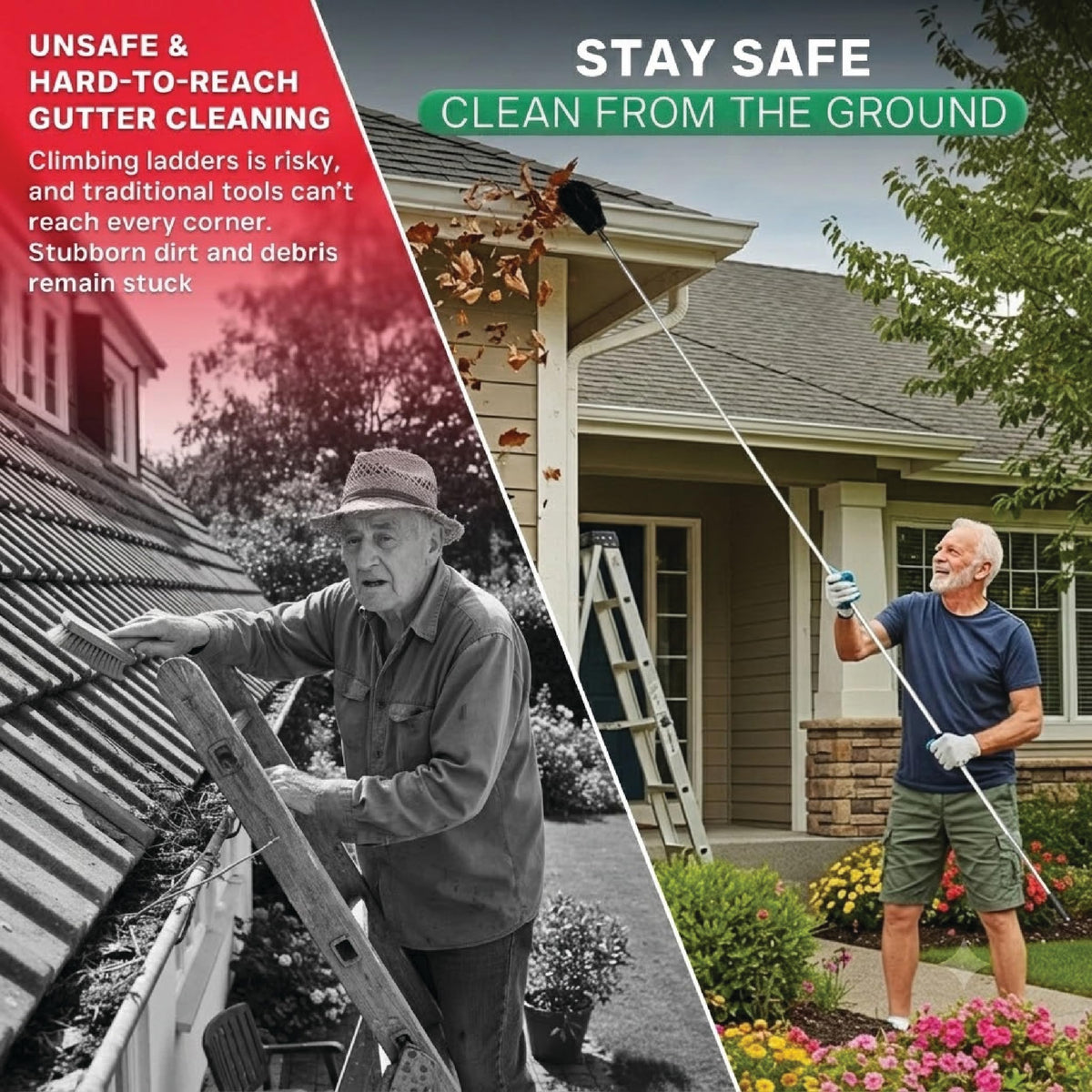 10.5 ft Adjustable Gutter Cleaning Tools with Pole B4770