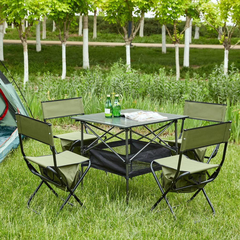 Folding Camping Chair with Storage Bag, 2 Pack, Green U6955