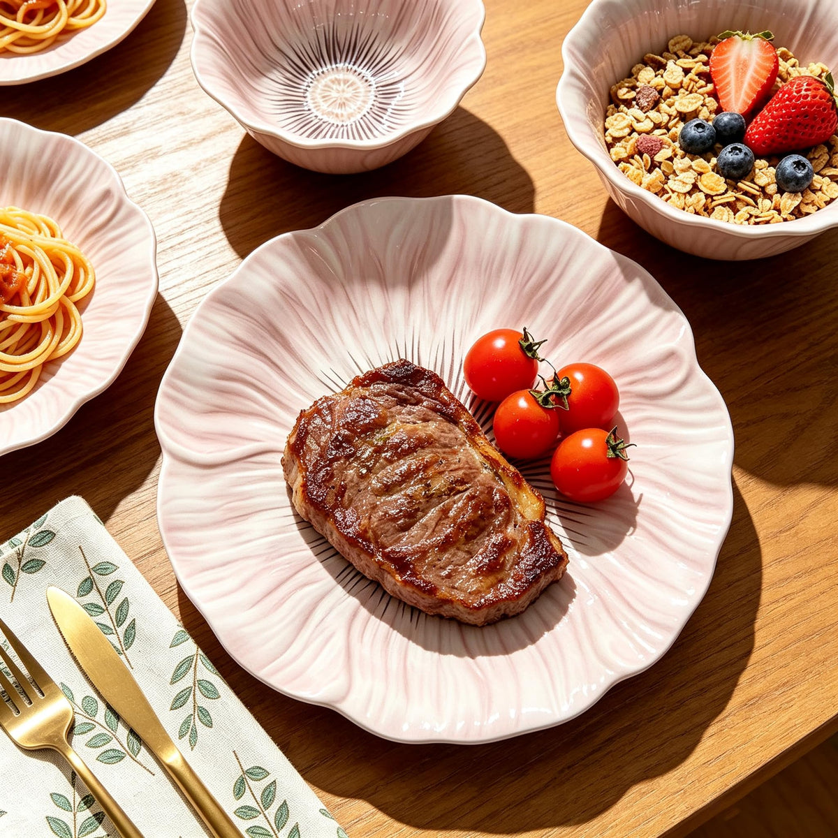 Ceramic Dinnerware Set of 12, Plates and Bowls Set for 4 U948333