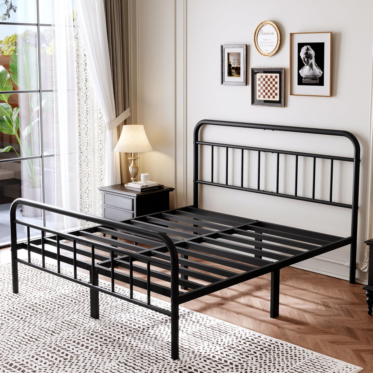 Queen Size Metal Bed Frame with Storage Space X580