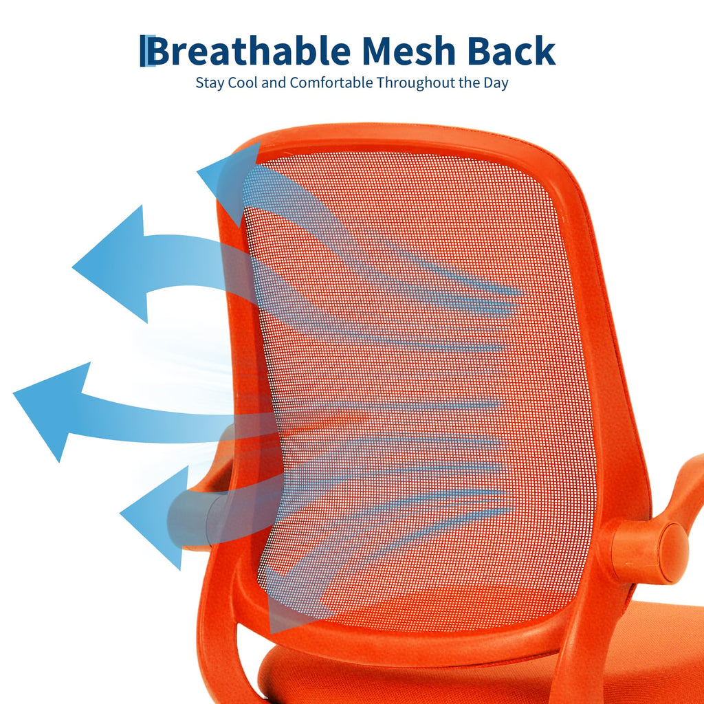 Orange Ergonomic Mesh Office Chair with Flip-Up Arms Z714