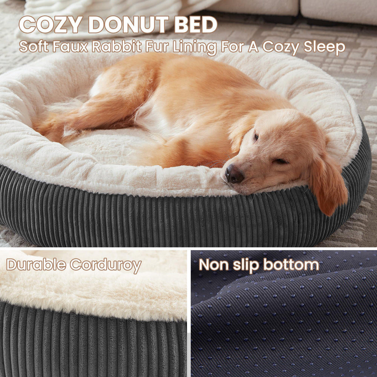 36 inches Dark Grey Donut Dog Bed A160326