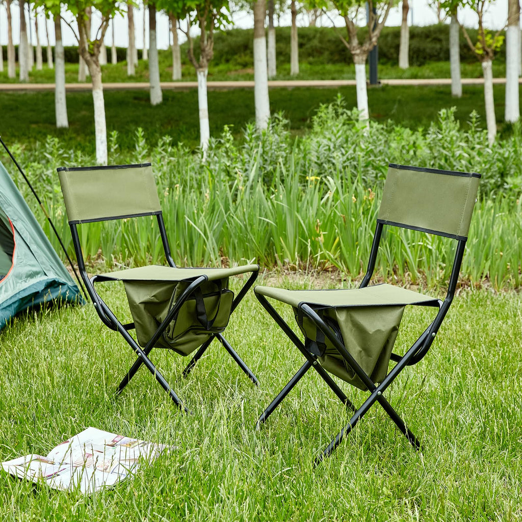 Folding Camping Chair with Storage Bag, 2 Pack, Green U6955