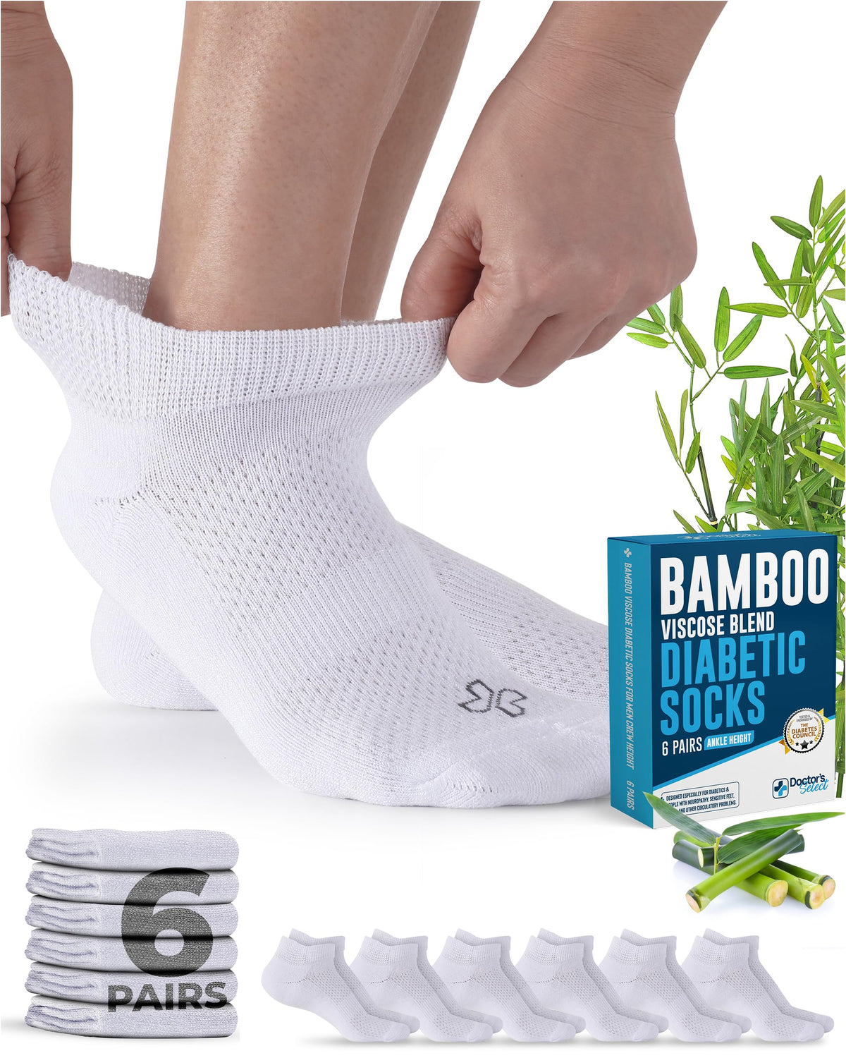 Viscose Bamboo Diabetic Socks 6 Pairs A282816
