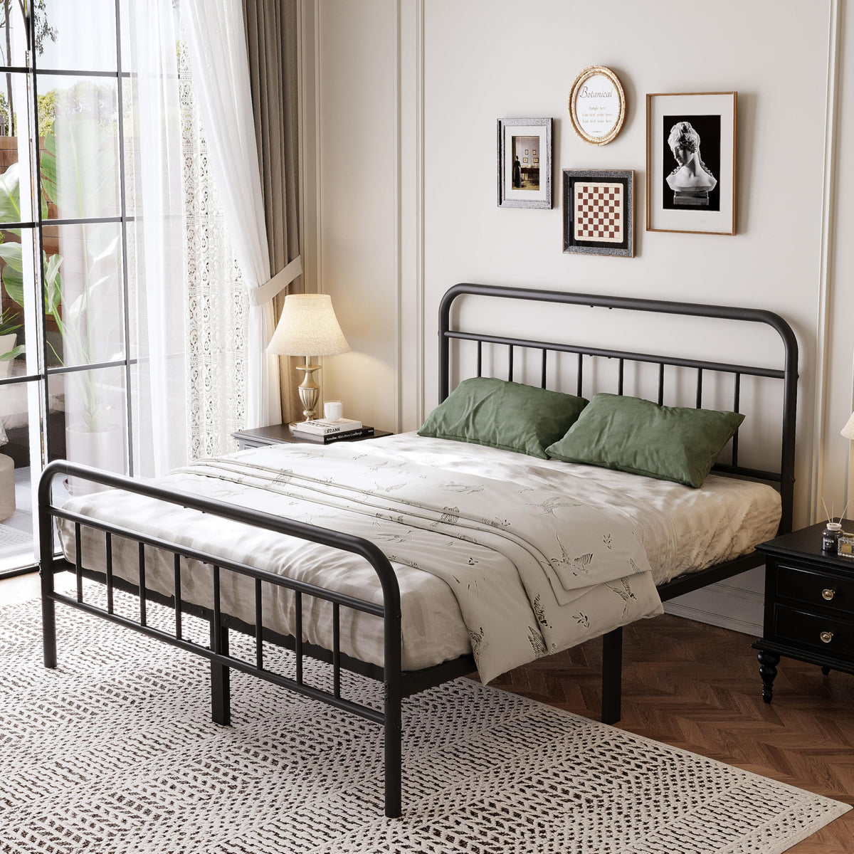 Queen Size Metal Bed Frame with Storage Space X580